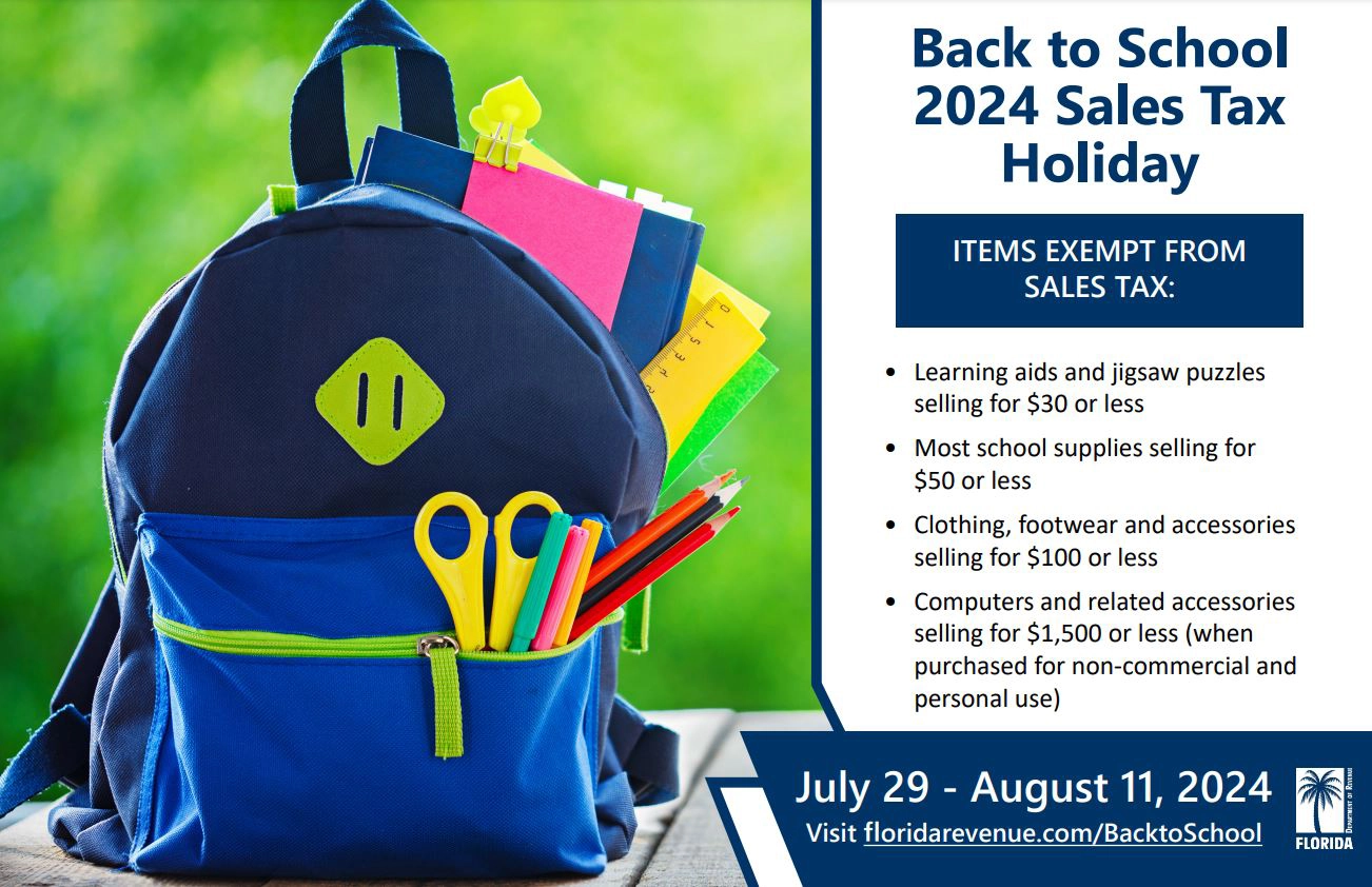 2024/2025 Back-to-School Sales Tax Holiday 